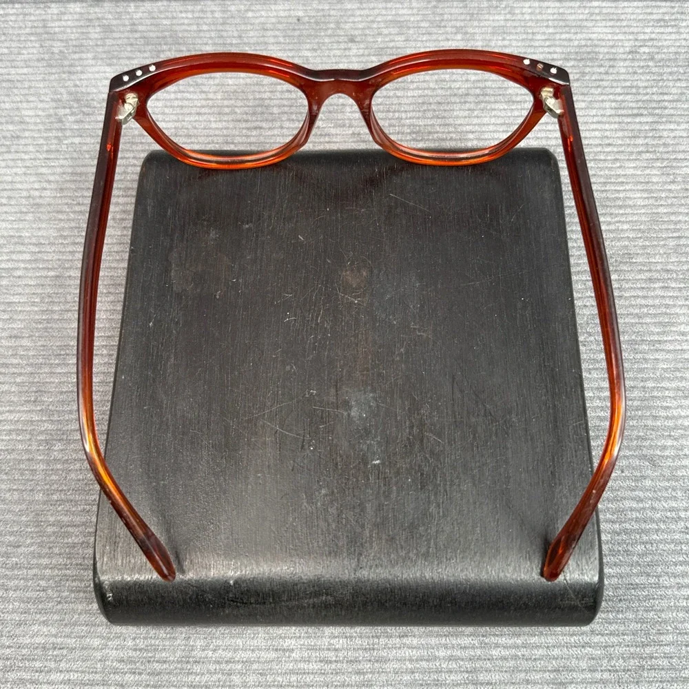 Amelia E. Cat Eye Eyeglasses Amber Brown Acetate Frames 35-001065 51-19-145 Y2K